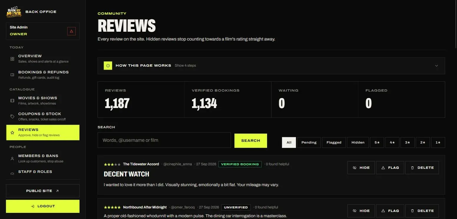 Review moderation — verified-booking badges