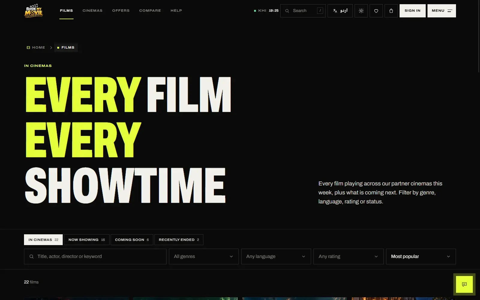 Films — search, genre, language and rating filters
