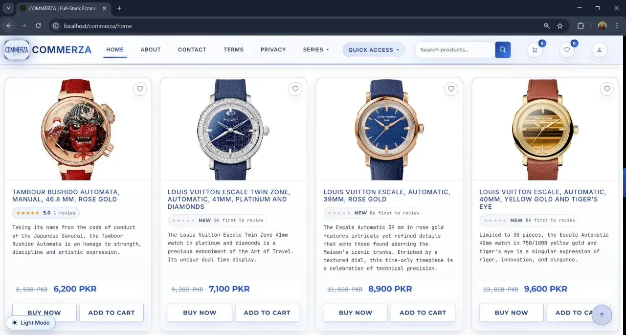 Products — catalogue with filters and series