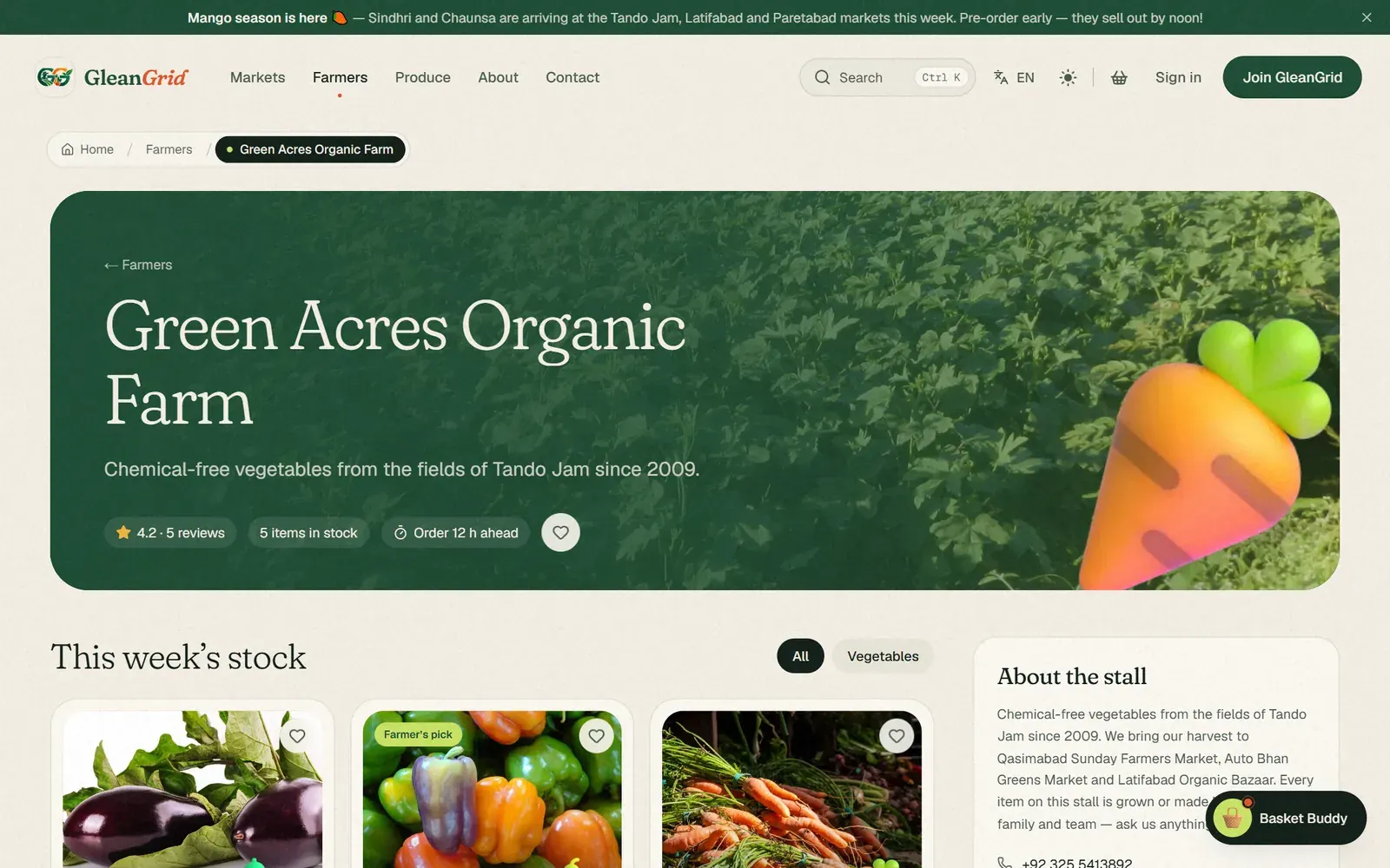 Stall — a farmer’s story and this week’s stock