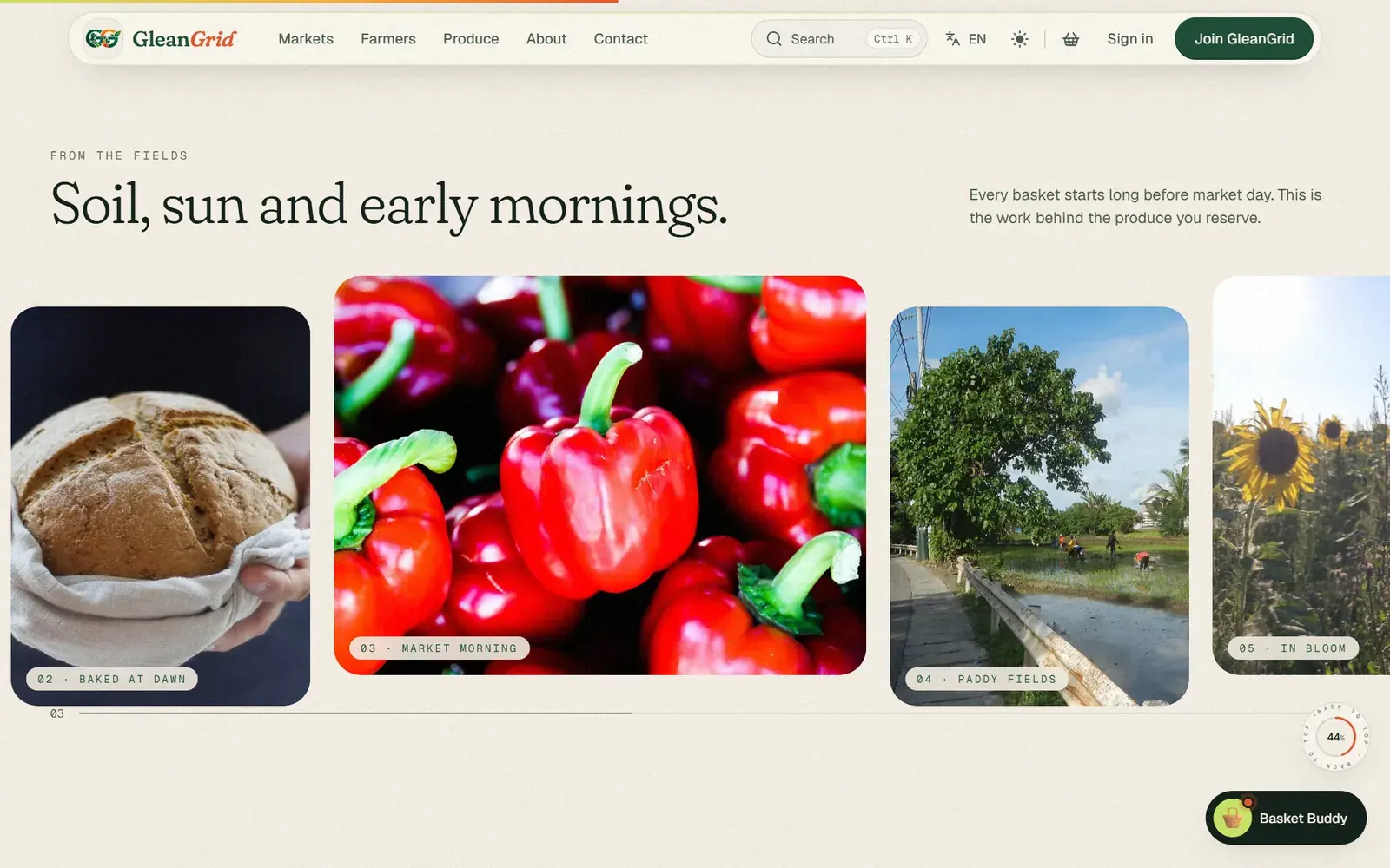 Pinned horizontal gallery driven by the page scroll