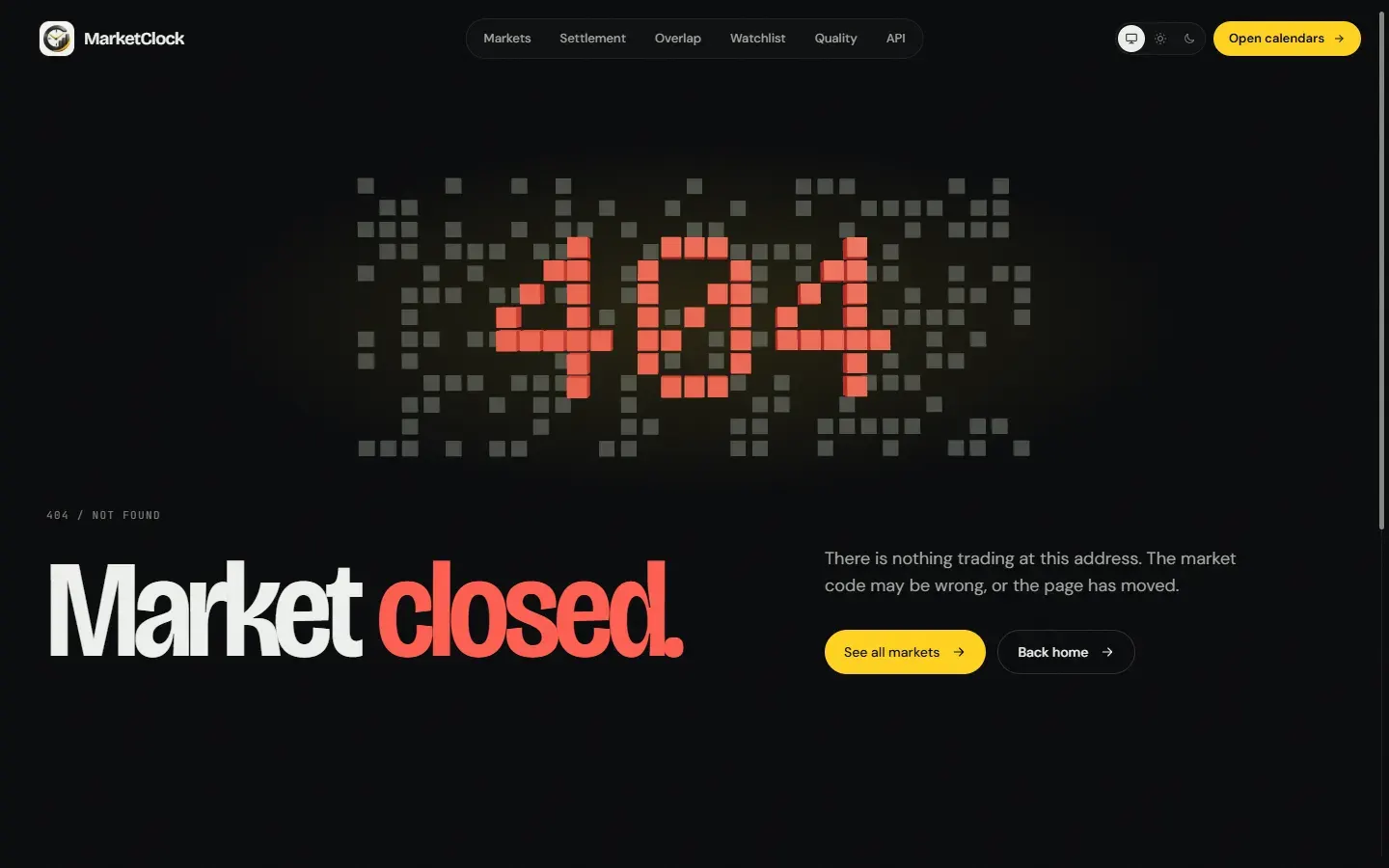 404 — the code spelled in 3D calendar tiles