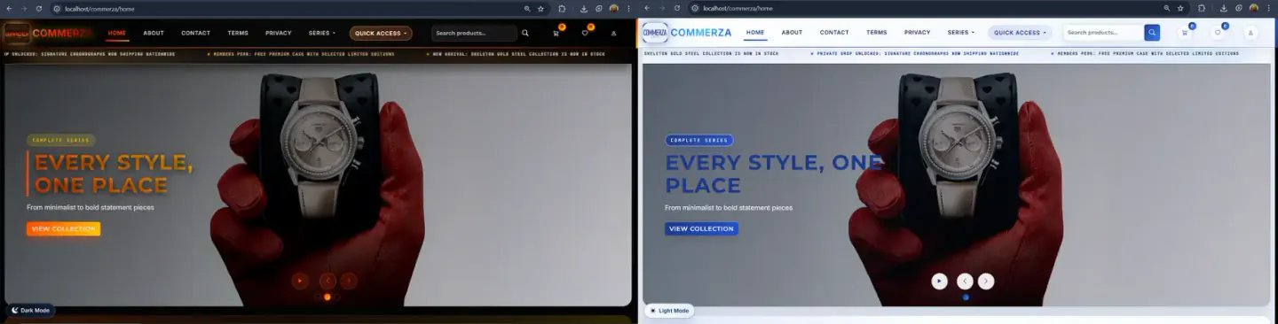 Design with purpose: Native Dual-Theme support for an engineering-focused storefront experience.