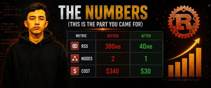 Performance and cost comparison showing reduced resource usage after migration.